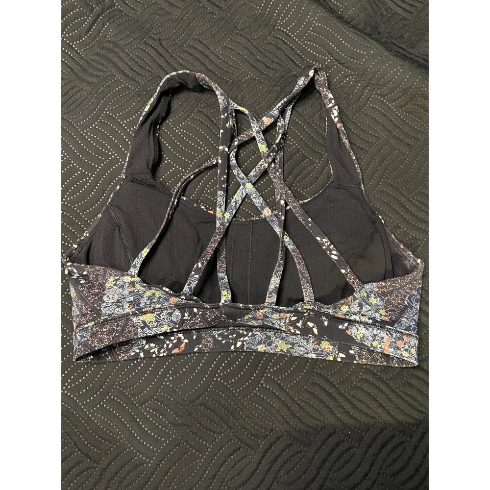 Lululemon Free To Be Serene Bra Size 8 Floral Butterfly Multi Strap Sports Bra